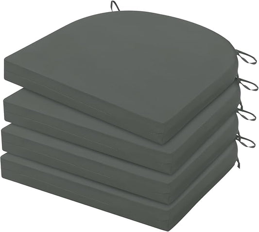 HARBOREST Outdoor Chair Cushions Set of 4, Water Resistant Patio Chair Cushions with Ties, Outdoor Seat Cushions for Patio Furniture, 17"x16"x2", Dark Grey