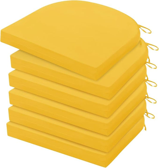 HARBOREST Outdoor Chair Cushions Set of 6, Water Resistant Patio Chair Cushions with Ties, Outdoor Seat Cushions for Patio Furniture, 17"x16"x2", Yellow