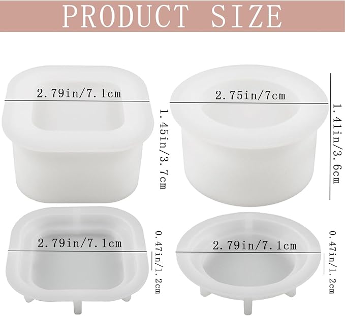 2 PCS Candle Jar Molds Silicone Concrete Mold with Lids Epoxy Resin Casting Molds for DIY Trinket Storage Container Candle Holder, Candy Jewelry Container, Craft Present Planter Making Tools