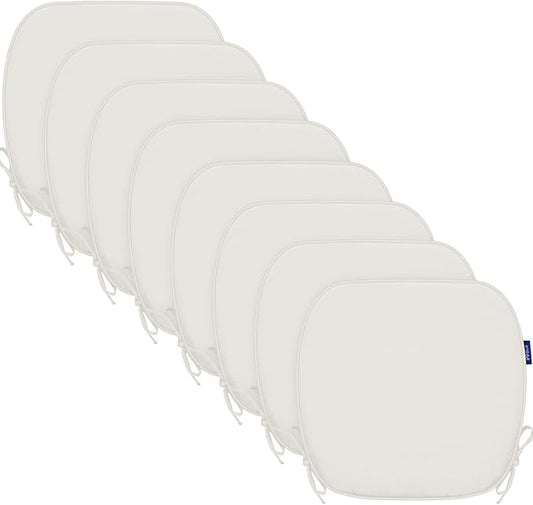 SleepMan Outdoor 17"x16" Chair Cushions with Ties Set of 8, Water Resistant All Weather U-Shape Seat Pads for Patio Garden Furniture Indoor Fade Resistant Patio Cushions (Beige)
