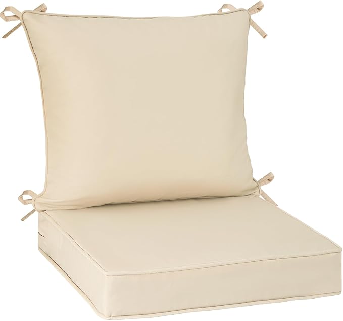 PLTCAT Patio Furniture Cushions Set, Waterproof & Fade Resistant with Removable Cover(Beige, 24" x 24" + 24" x 20")