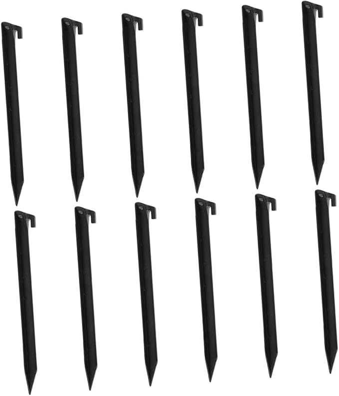 12 Pcs Outdoor Tent Ground Nails Heavy Duty Plastic Canopy Stakes Camping Tent Accessories for Lawn, Garden, Beach, and Picnic Use
