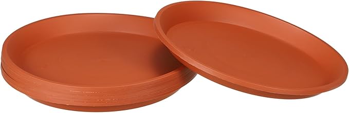 PATIKIL 6 Pack Plant Saucer, 9 Inch Plastic Round Plant Tray Flower Pot Saucers Planter Water Tray - for Indoor Outdoor Balcony Garden Potted, Terracotta