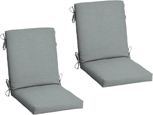 Arden 2-Pack Outdoor Patio Dining Chair Cushion, 20x44, Rain-Proof Seat Pad, Fade-Resistant Outdoor Cushion Stone Grey Leala