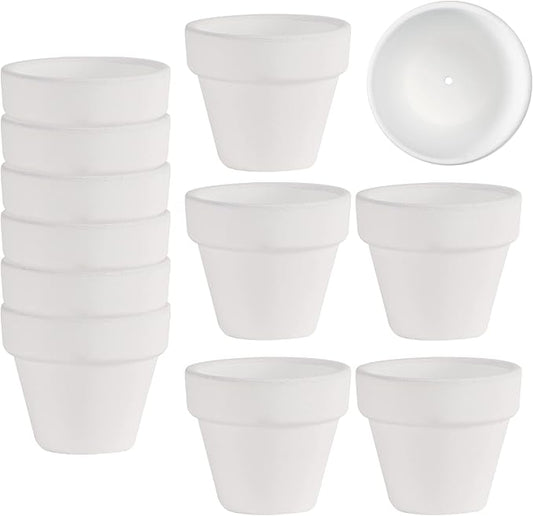 Mini White Terracotta Clay Flower Pots 2 inch with Drainage Holes for for Tiny Cactus Herb lithop, Small Succulent Planter Nursery Plant Pot for Home Garden Table DIY Hand Craft Gift Decoration