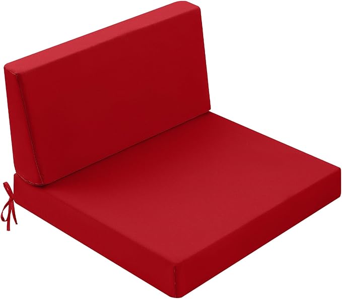 Outdoor Cushions for Patio Furniture, Outdoor Seat and Back Cushion, Waterproof Hampton Bay Deep Seat Replacement Couch Cushions for Garden Lawn, 28.5x28.5 Red