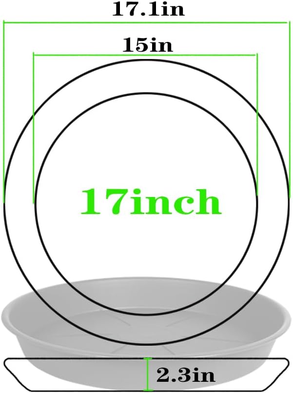 2 Pack of Plant Saucer Tray 17 inch, Heavy Duty Plastic Pot Plant Drip Trays Saucers for Indoors Outdoor, Plant Water Tray for Planters 15-17" (17", Clay)