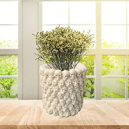Skull Succulent Flower Pot Silicone Mold Concrete Planter Vase Cement Mold Plaster Epoxy Resin Pen Brush/Candle Holder Polymer Clay Mould (B)