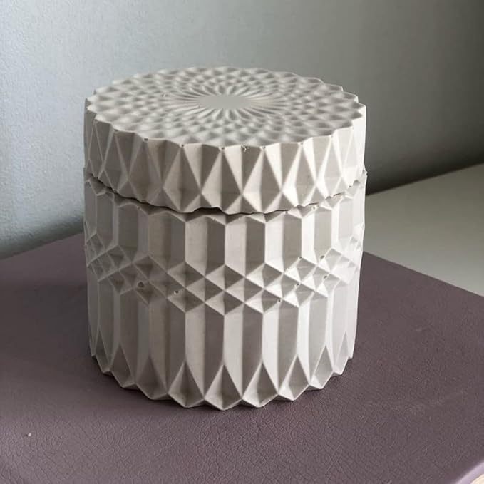 Storage Boxes with Lids - Concrete Round Stripe Molds for Storage and Candle Holders (Set of S)