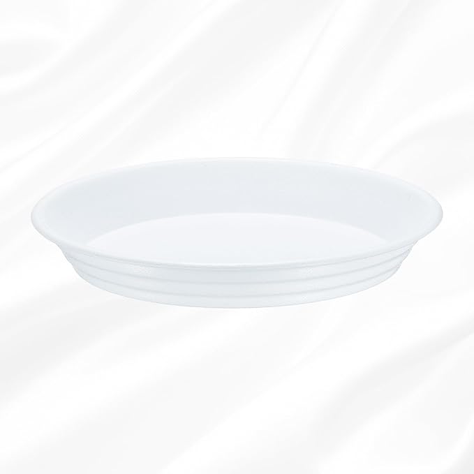 HARFINGTON Plastic Plant Saucer 6.1" Round Drip Trays Flower Pot Saucers Flower Base Bottom Drainage Tray for Indoors Outdoors Planters, Pearl White