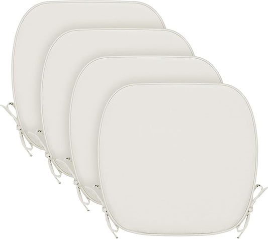 SleepMan Outdoor 17"x16" Chair Cushions with Ties Set of 4, Water Resistant All Weather U-Shape Seat Pads for Patio Garden Furniture Indoor Fade Resistant Patio Cushions (Beige)