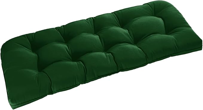 downluxe Outdoor Bench Cushion for Patio Furniture, Waterproof Tufted Overstuffed Porch Swing Cushions, Thick Outdoor Loveseat Cushions, 48" X 18" X 5", Forest Green, Set of 1