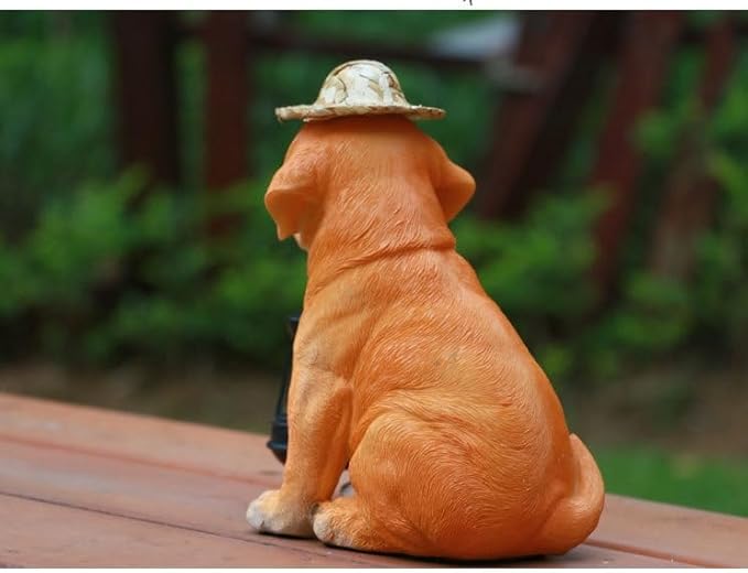 Garden Statue Dog Figurine Decor for Patio, Balcony Yard Decor Ornament, Outdoor Lights Housewarming Gifts for Women Men Mom Grandma