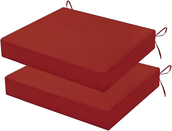 Outdoor Chair Cushions Set of 2, 18.5 x 16 Inch Patio Chair Cushions for Outdoor Furniture, Water Resistant, Non-Slip Ties(Brick Red)