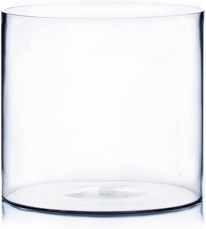 WGVI Thick Weighted Clear Right Cylinder Glass Vases, 10" W x 10" H, Equilateral Cylinder Glass Flower Arrangement Centerpieces Tabletop Storage Container Home Decor, 1 Piece