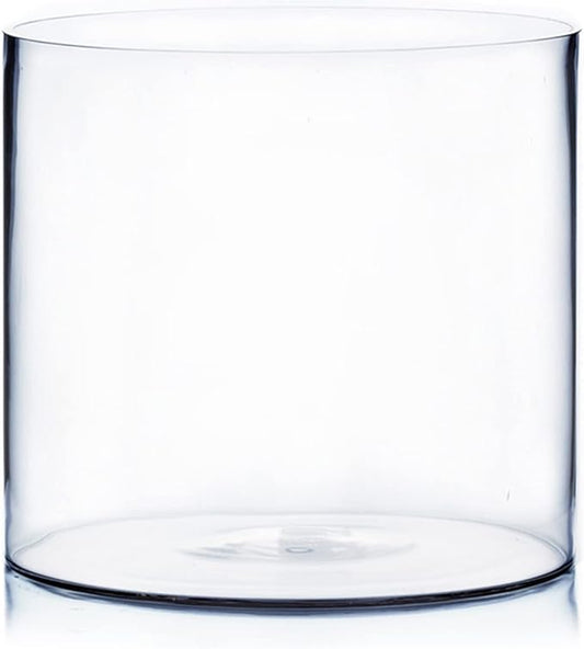 WGVI Thick Weighted Clear Right Cylinder Glass Vases, 10" W x 10" H, Equilateral Cylinder Glass Flower Arrangement Centerpieces Tabletop Storage Container Home Decor, 1 Piece