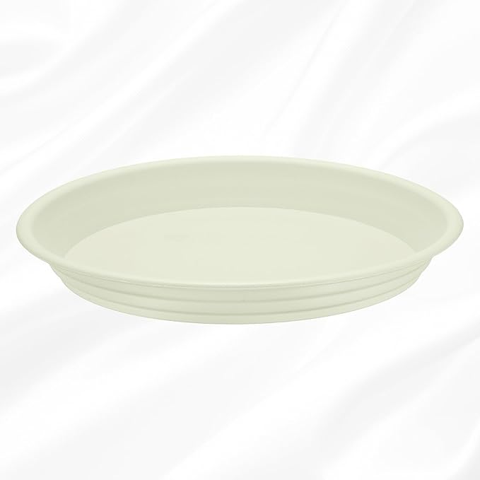 HARFINGTON Plastic Plant Saucer 9.5" Round Drip Trays Flower Pot Saucers Flower Base Bottom Drainage Tray for Indoors Outdoors Planters, Beige