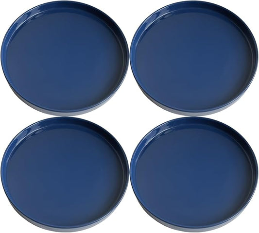 Plant Saucer Pot Tray Planter Saucers 4 Pack 4 inch, 5 6 7 8 9 10 11 12 13 15 Inch for Indoors Outdoor, Durable Sturdy Ceramic Flower Drainage drip Water Tray for Glazed Pots Base ((4.5"/4.1"-Blue)