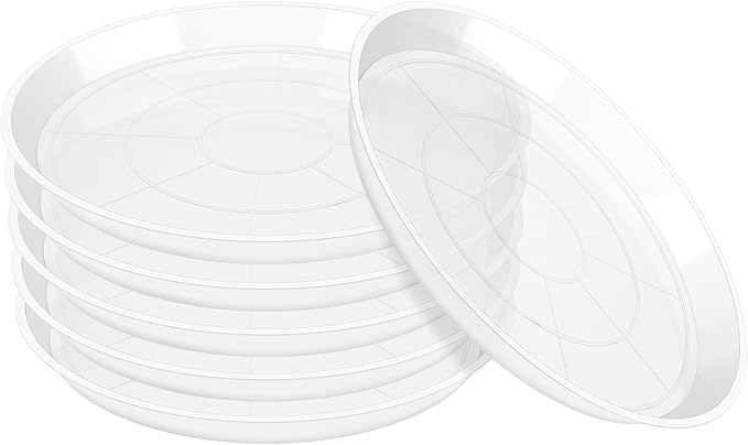 Plant Saucer Pot Tray, 6 Pack Clear Plant Saucers for Indoors, Large Plastic Dish Suacer Water Drip Tray for Potted Plants Flowers (16 Inches)