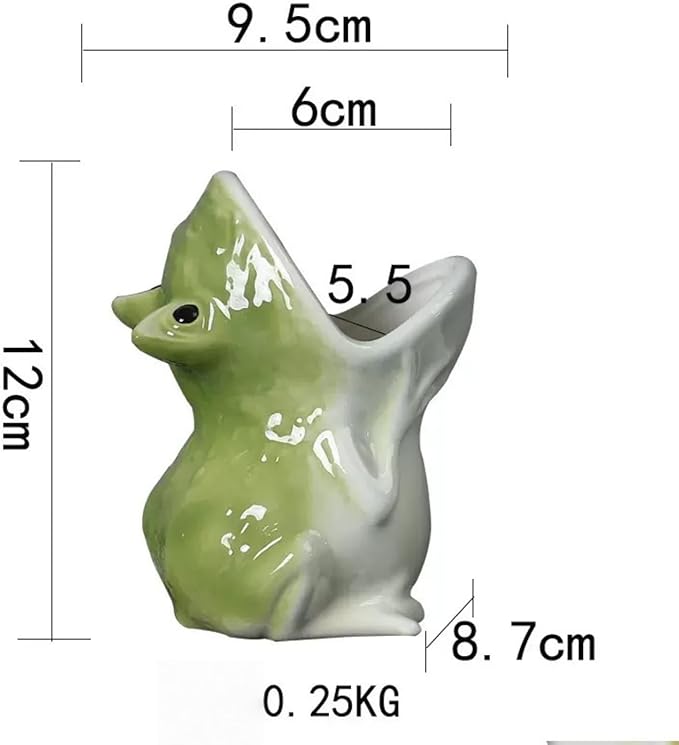 Cartoon Frog Planter - Ceramic Succulent Planter Pot with Drainage, Cute Home Decor Gift for Plant Lovers, Indoor/Outdoor Mini Flower Pot for Desk, Garden, Windowsill by Home-n-Gifts 1pcs