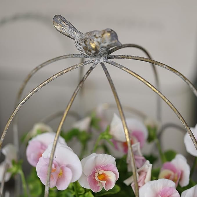 Rustic Metal Planter Holder Vintage Iron Birdcage Candle Holder Farmhouse Distressed Flower Planter Stand Decoration for Garden Patio Balcony Outdoor Indoor Decor (styel#1)