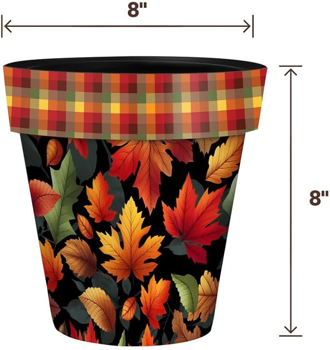 Briarwood Lane Fall Planter 8.5" x 8.5" x 8.5" Autumn Color Leaves Small for Fall Planter
