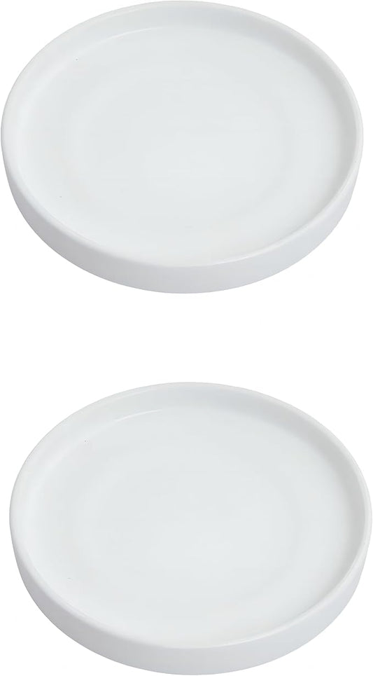 12 inch Matte White Ceramic Plant Saucer Set of 2 with Plant Saucer mat