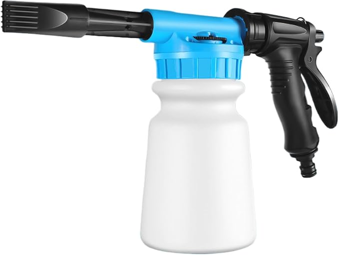 Foam Cannon - 1L Handheld Pressurized Sprayer, Garden Foaming Sprayer, Soap Washer Tool | Car Cleaning Hose Attachment, Automobile Detailing Accessory, Use for Home Driveway Garage Washing