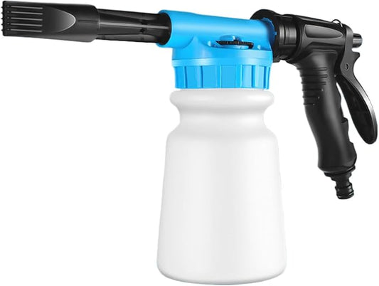 Foam Cannon - 1L Handheld Pressurized Sprayer, Garden Foaming Sprayer, Soap Washer Tool | Car Cleaning Hose Attachment, Automobile Detailing Accessory, Use for Home Driveway Garage Washing