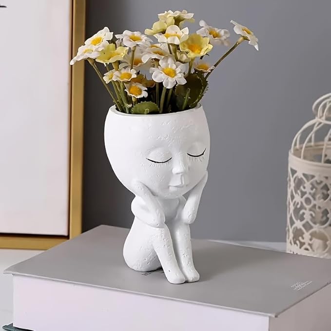 Funny Cute Face Planters Pots – Mini, No Drainage Hole, Unique Face Flower Pots Vase Succulent Head Planter for Home Decor Garden Cactus Indoor/Outdoor Plants Small Flower Pots for Mom