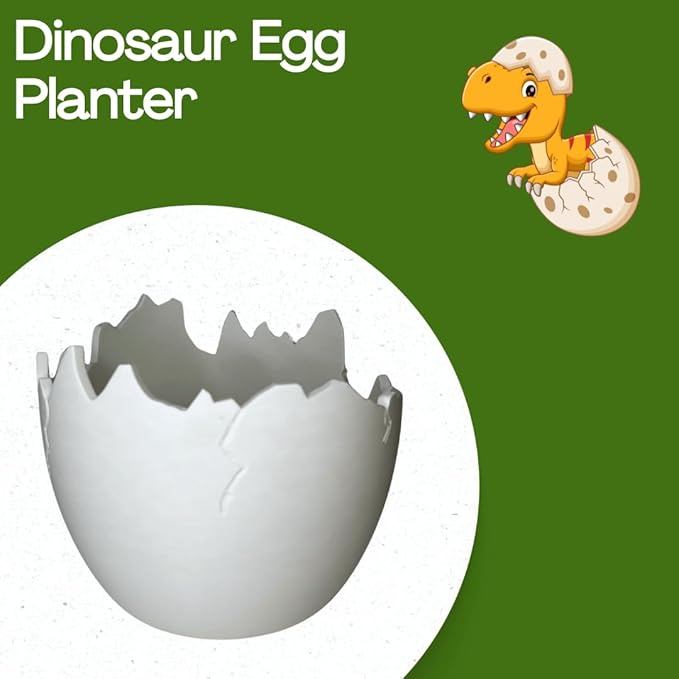 Chatelet Dinosaur Egg Shell Planter | Unique Dinosaur Tabletop Indoor or Outdoor Planter Pot | Flowers, Succulents, or Vegetable Pot | Made in USA (Small White)