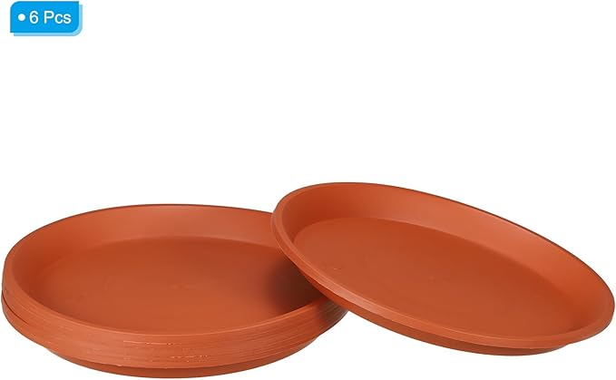 PATIKIL 6 Pack Plant Saucer, 9 Inch Plastic Round Plant Tray Flower Pot Saucers Planter Water Tray - for Indoor Outdoor Balcony Garden Potted, Terracotta