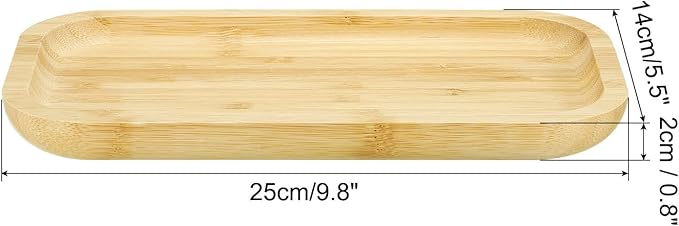 PATIKIL Wood Saucer, 10x6 Inch Rectangular Wooden Plant Drainage Tray Bonsai Plants Saucer Succulent Pot for Home Balcony Patio