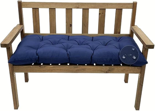 Outdoor Bench Cushion, Waterproof Swing Cushion Bench Seat Cushion, Swing Chair Replacement Seat Pads Cushion Pillow for Lounger Garden Furniture Patio Metal Wooden Bench (Navy Blue, 39.37x20in)