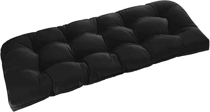 downluxe Outdoor Bench Cushion for Patio Furniture, Waterproof Tufted Overstuffed Porch Swing Cushions, Thick Outdoor Loveseat Cushions, 48" X 18" X 5", Black, Set of 1
