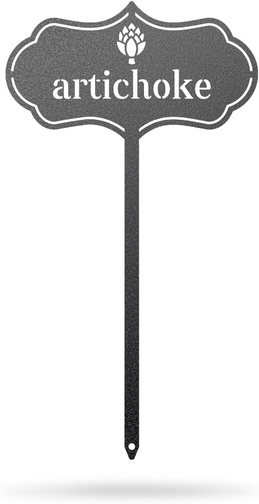 RealSteel Metal Seed & Plant Markers – Elegant Indoor & Outdoor Garden Stakes – Durable Herb, Vegetable & Fruit Plant Labels for Pots, Raised Beds & Greenhouse – Farmhouse Garden Gift - Artichoke