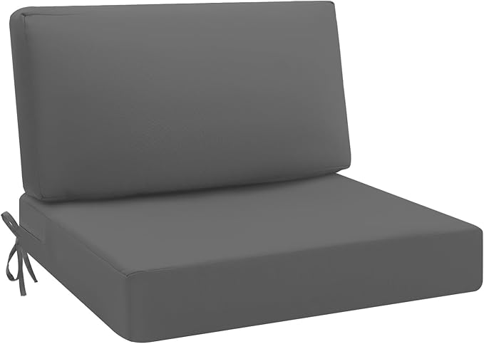 idee-home Outdoor Cushions for Patio Furniture, Outdoor Seat Cushion, Waterproof Hampton Bay Deep Seat Replacement Couch Chair Cushions for Garden Lawn Backyard Deck, Grey 28.5 x 28.5