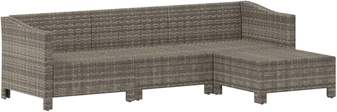 Garden Lounge Set Gray Poly Rattan Medium Durable Garden Furniture Set for Backyard Backyard