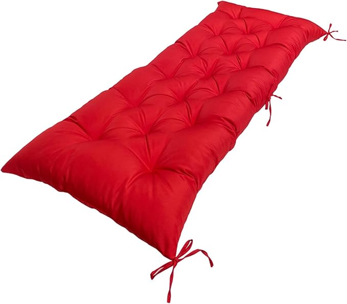 Outdoor Garden Bench Cushions with Ties Waterproof Tufted Overstuffed Patio Bench Cushion for Swing Loveseat Patio Funiture,40 x 20inches,Red