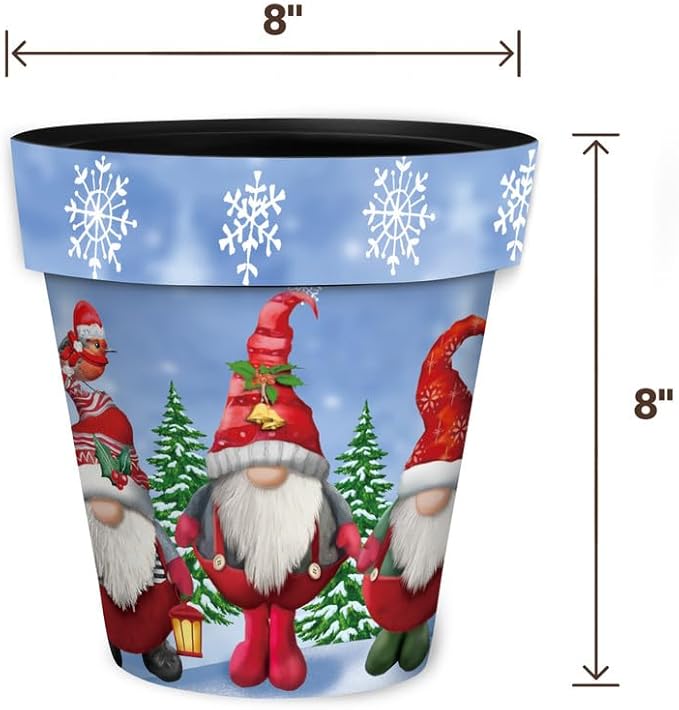 Briarwood Lane Winter Planter 8.5" x 8.5" x 8.5" Winter Gnomes Small for Winter Planter
