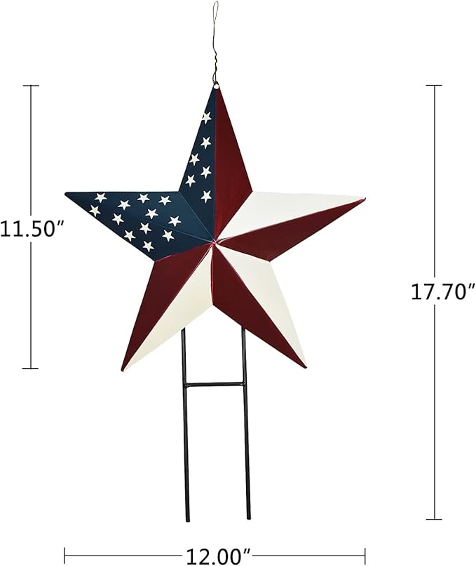 Veclotch 4th of July Metal USA Barn Star Yard Sign Outdoor Lawn Decor, Patriotic Letter Hanging Ornament Garden Signs Decorative Stake Memorial Day Party Supplies, Multi