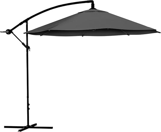 10 Ft Offset Cantilever Patio Umbrella - Fade-Resistant Shade Umbrella Outdoor Patio Canopy with Cross Base for Garden, Lawn, Deck, Yard or Pool by Pure Garden (Gray)