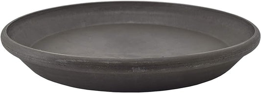 PSW Pot Collection AP30DC 12-inch Plastic/Stone/Wood Composite Plant Saucer Drip Tray – No Drainage Hole (Drillable), Indoor/Outer Water Tray, Dark Charcoal