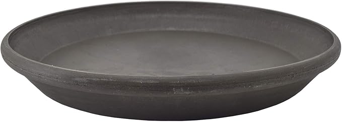 PSW Pot Collection AP25DC 10-inch Plastic/Stone/Wood Composite Plant Saucer Drip Tray – No Drainage Hole (Drillable), Indoor/Outer Water Tray, Dark Charcoal