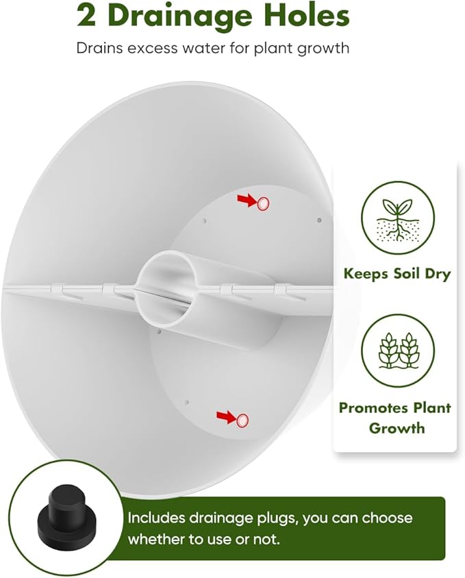Koutemie 2-in-1 Umbrella Planter for Patio Table & Pole, Half Round Flower Planters Pots with Umbrella Hole Fits Poles Up to 2” Diameter, PVC Post Planter Wrap Around Umbrella for Garden, White