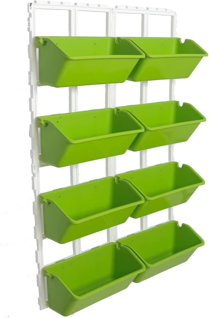 8 Pockets Vertical Planters Indoor Outdoor Living Wall Mounted Garden Wall Planter for Herb Plants, Balcony Decoration (Light Green)