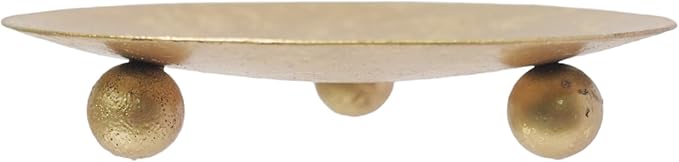 Hosley Set of 2 Gold Iron Pillar Candle Holder Plates – 4-Inch Decorative Round Trays for Pillar Candles – Ideal for Weddings, Special Occasions, Home Décor, and Pedestal Displays