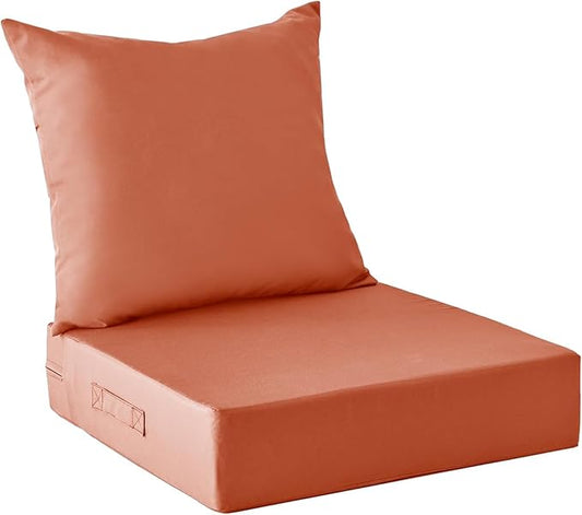 Outdoor Cushions for Patio Furniture,Outdoor Seat Cushion Set 24 x 24 x 5.75 Inch,Waterproof & Fade Resistant Outdoor Chair Cushions,Deep Patio Chair Cushion with Removable Cover,Spice