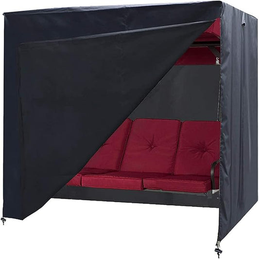 Ourdoor Swing Cove, 3 Triple Seater Hammock Cover Garden Swing Cover Garden Hammock Glider Chair Cover Outdoor Swing Cover UV Resistant Swing Canopy Cover (100 * 59 * 72) inch Black