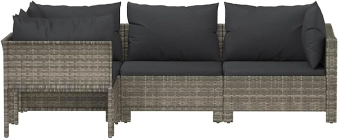 Garden Lounge Set Gray Poly Rattan, Powder-Coated Steel, Foam Outdoor Furniture Set Garden Seating Ensemble for Outdoor Deck